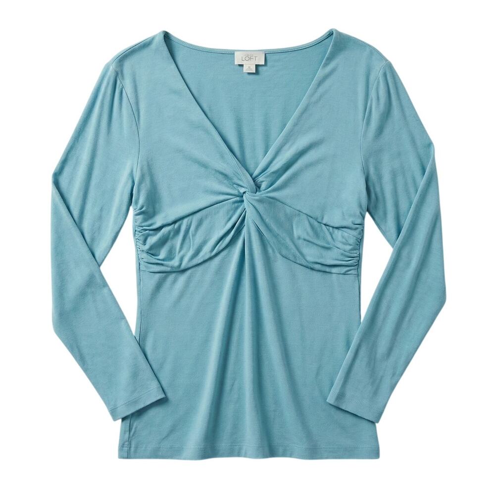 LOFT‎ Womens XS Minimalist Romantic Career Office Staple Twist Front V-Neck Top